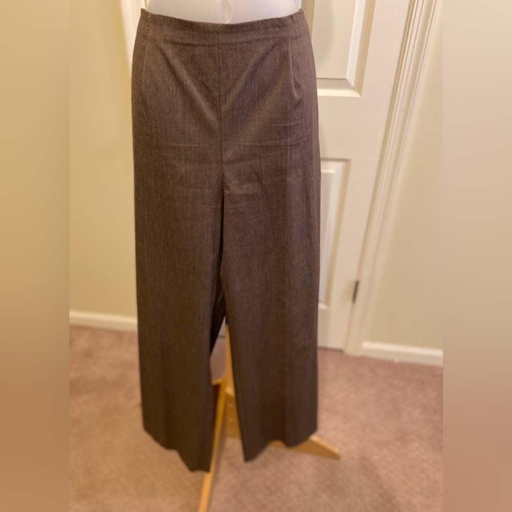 Rena Rowan - Woman’s brown/tan pin squares pattern high rise trousers, Size: 16